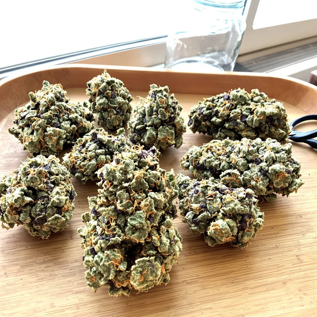 13 Dawgs 38% indica / 62% sativa — flor con tricomas visibles