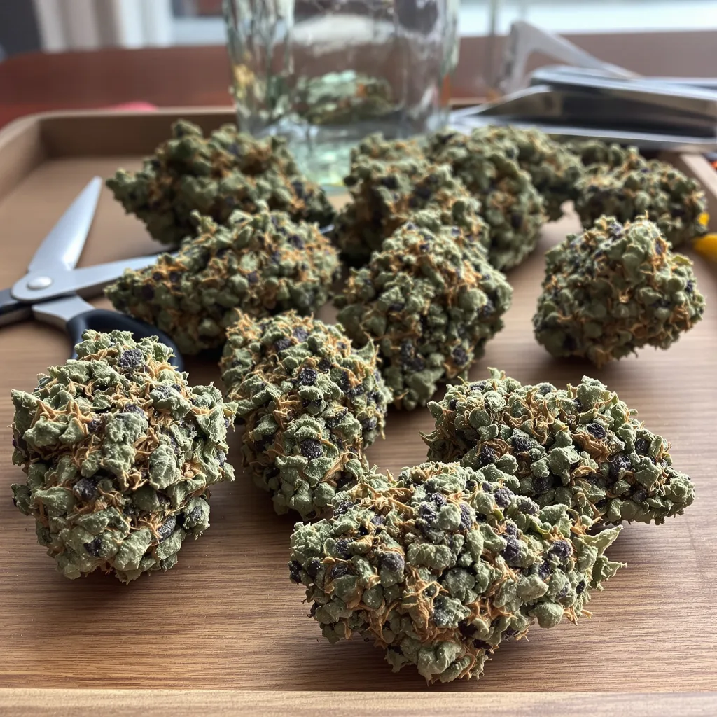 3X Crazy 82% indica / 18% sativa — flor con tricomas visibles