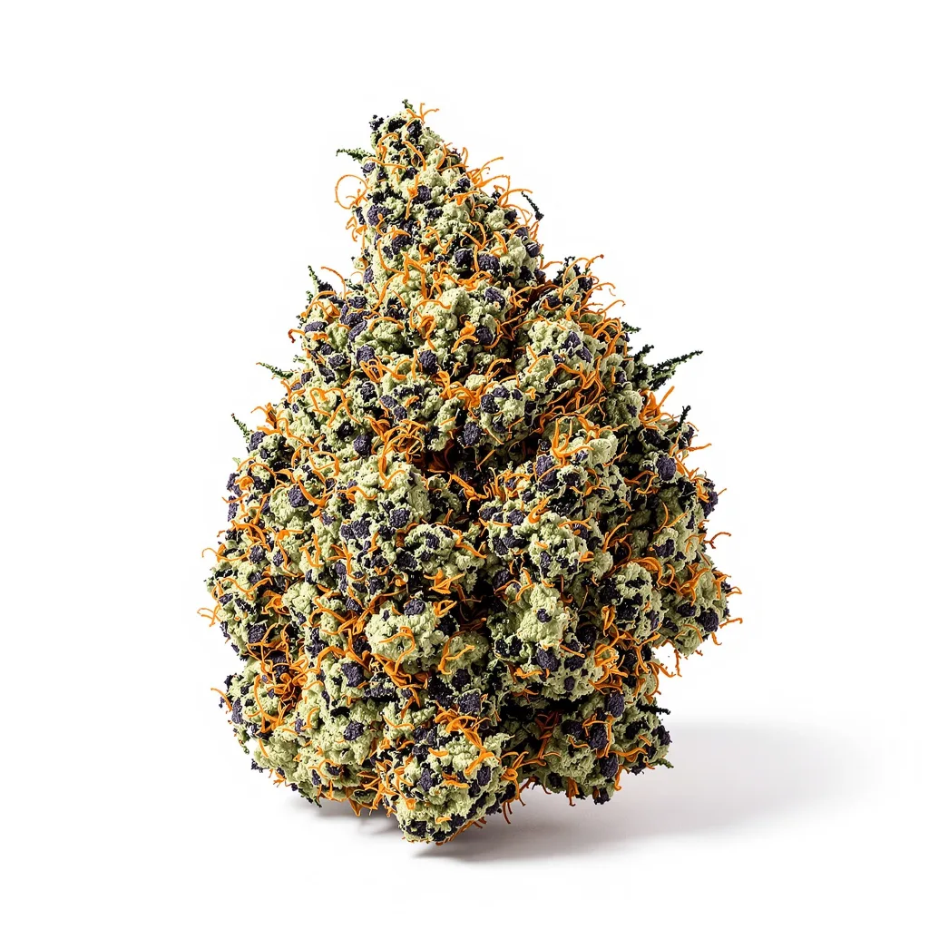 3X Crazy 82% indica / 18% sativa — flor con tricomas visibles