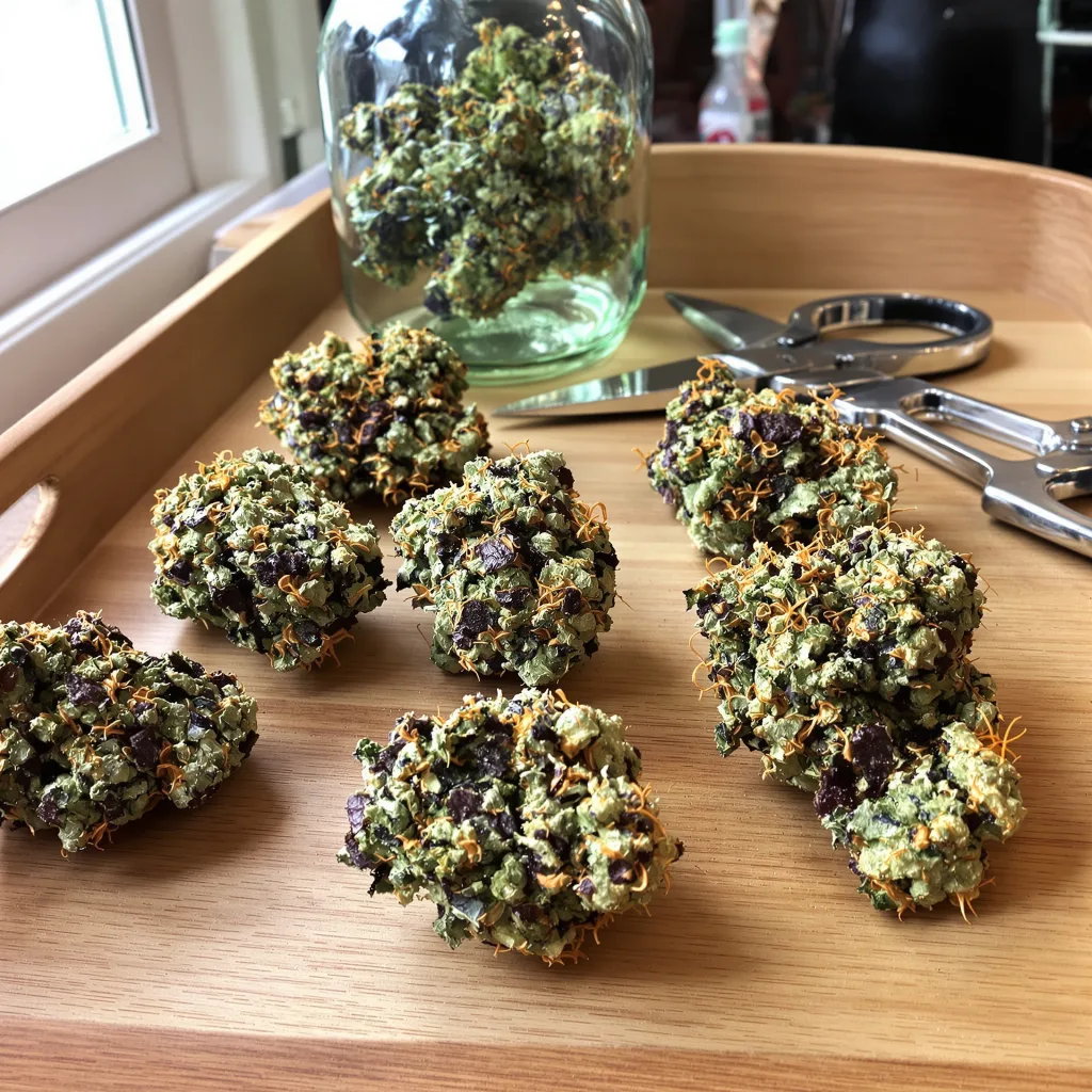 41 Cherries 69% indica / 31% sativa — flor con tricomas visibles