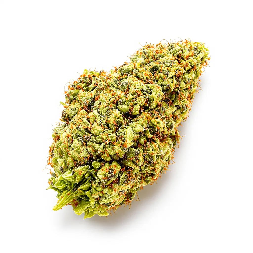 5 Alive 18% indica / 82% sativa — flor con tricomas visibles