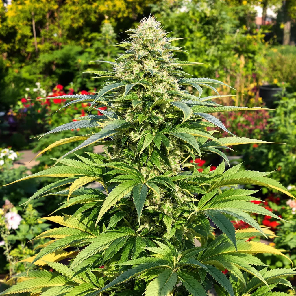 5th Element 79% indica / 21% sativa — flor con tricomas visibles