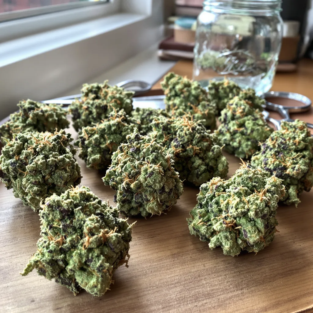 Aberdeen 40% indica / 60% sativa — flor con tricomas visibles