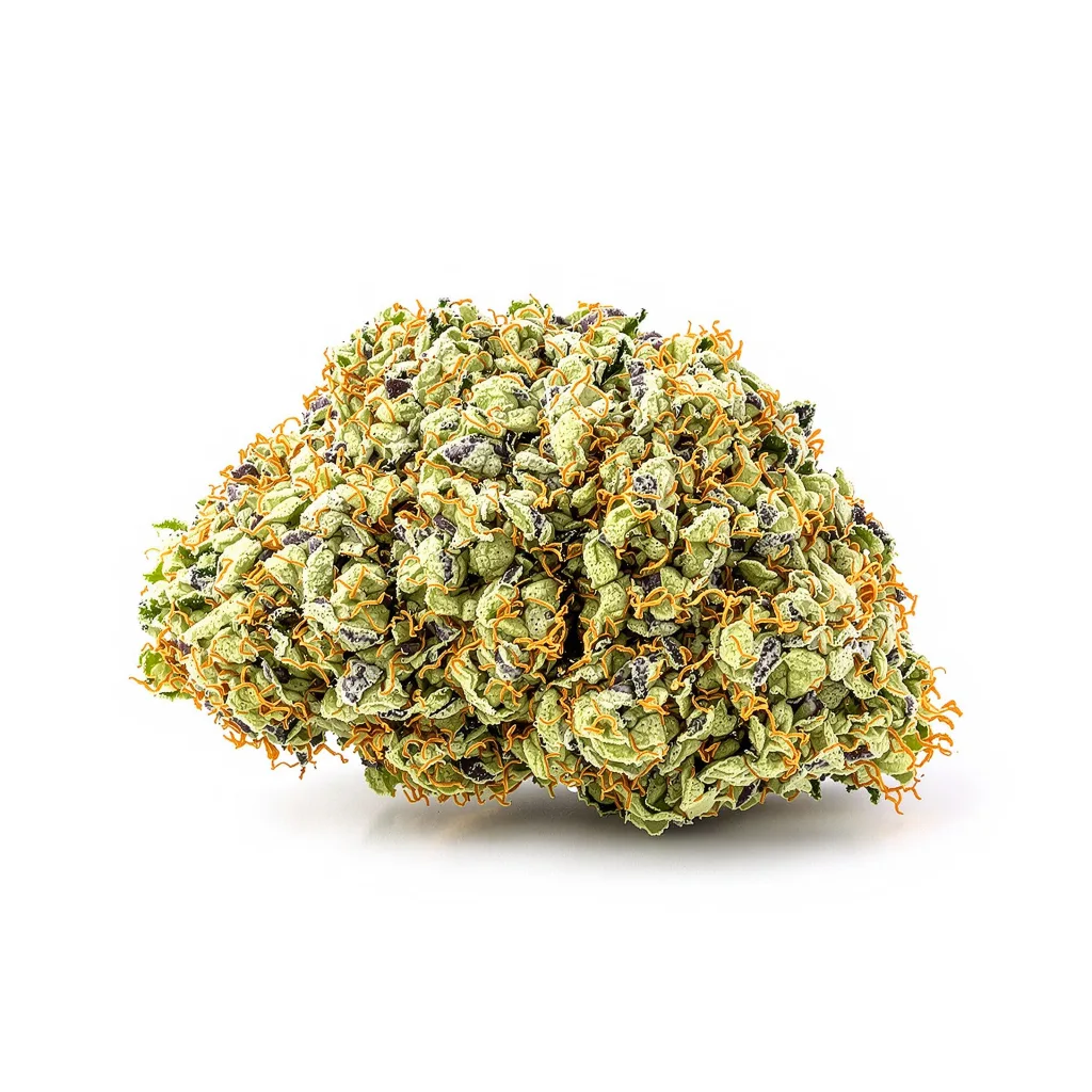 Aberdeen 40% indica / 60% sativa — flor con tricomas visibles
