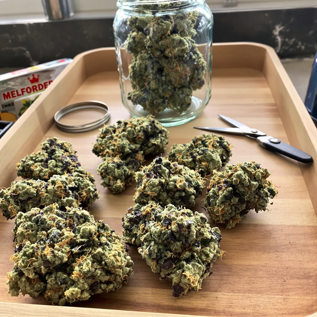 Abusive OG 85% indica / 15% sativa — flor con tricomas visibles