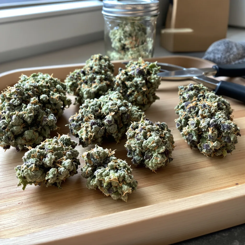 Afcrack 59% indica / 41% sativa — flor con tricomas visibles
