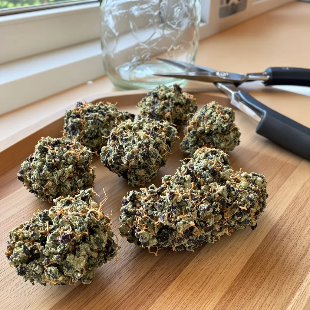 Afghan 70% indica / 30% sativa — flor con tricomas visibles