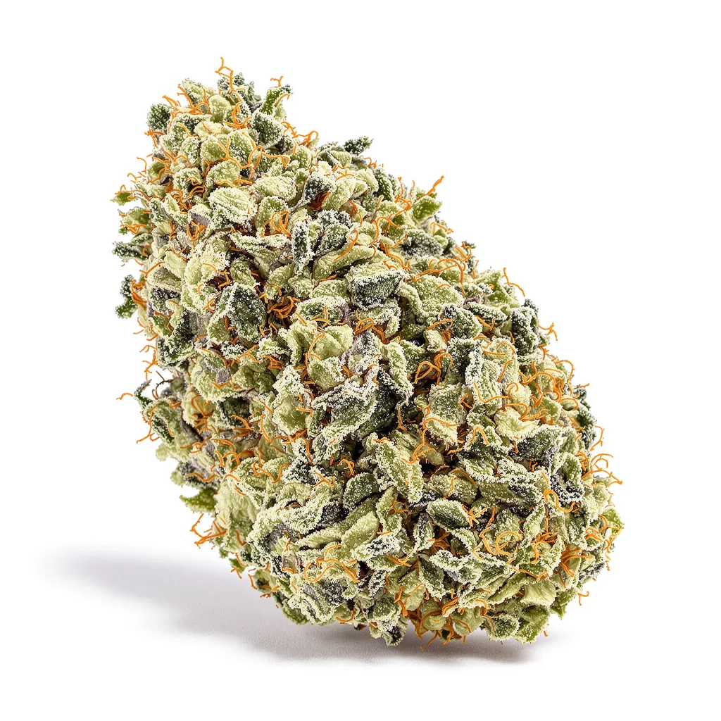 Afghan Big Bud 56% indica / 44% sativa — flor con tricomas visibles