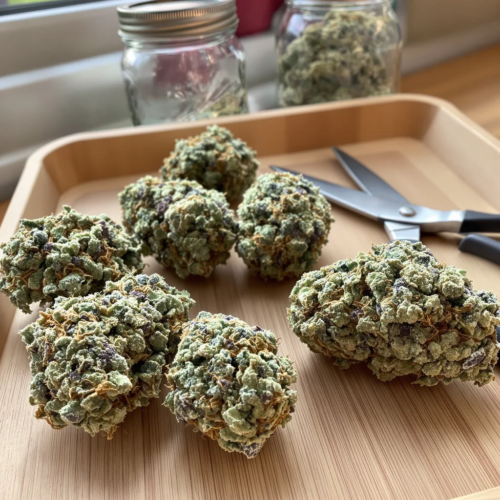 Afghan Big Bud 56% indica / 44% sativa — flor con tricomas visibles