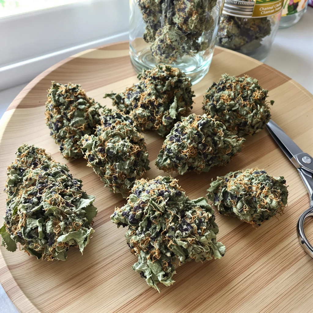Afghan 70% indica / 30% sativa — flor con tricomas visibles