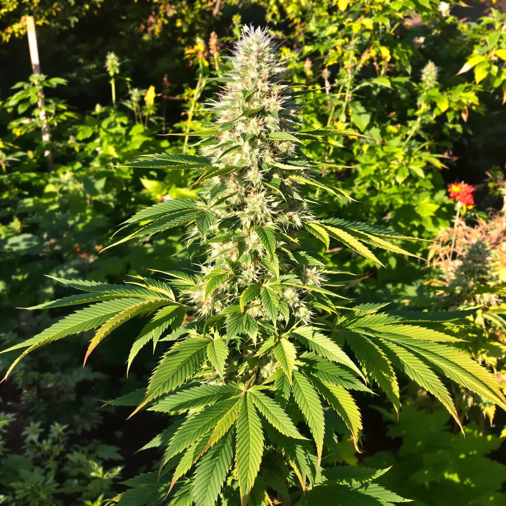 Afghan Hawaiian 68% indica / 32% sativa — flor con tricomas visibles