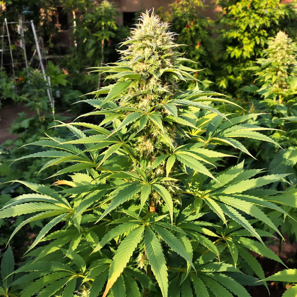 Afghan Hawaiian 68% indica / 32% sativa — flor con tricomas visibles