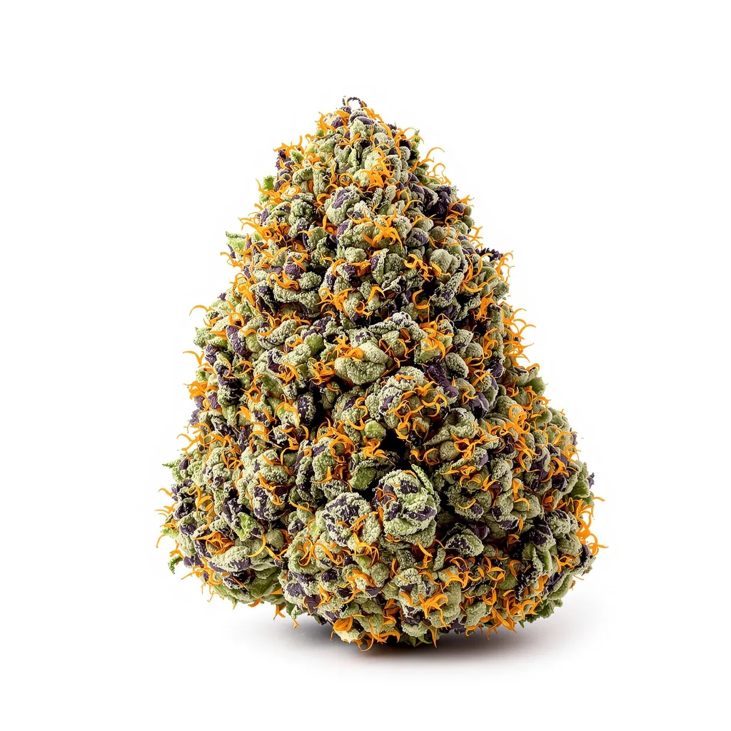 Afghan Kush 67% indica / 33% sativa — flor con tricomas visibles