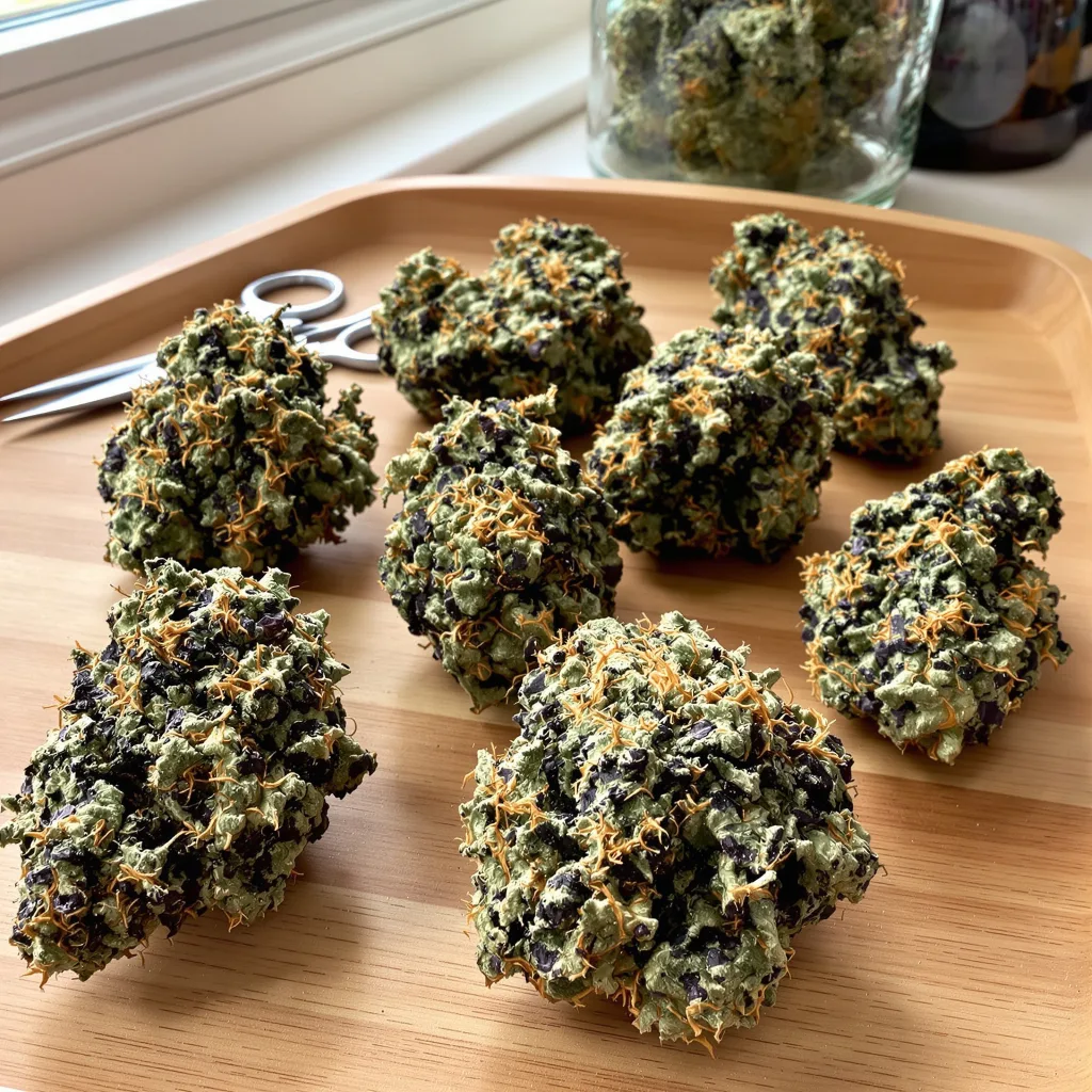Afghan Skunk 69% indica / 31% sativa — flor con tricomas visibles