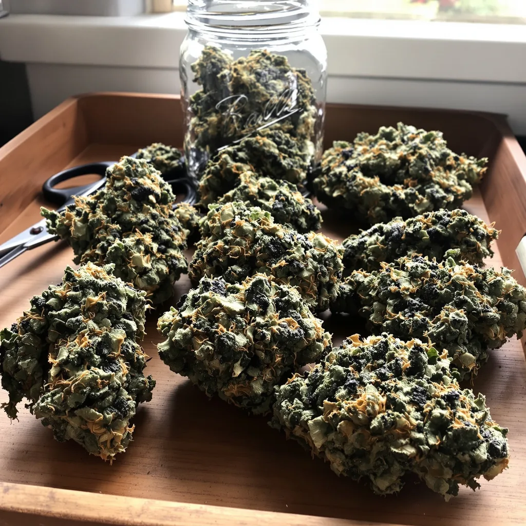 Afghani 70% indica / 30% sativa — flor con tricomas visibles