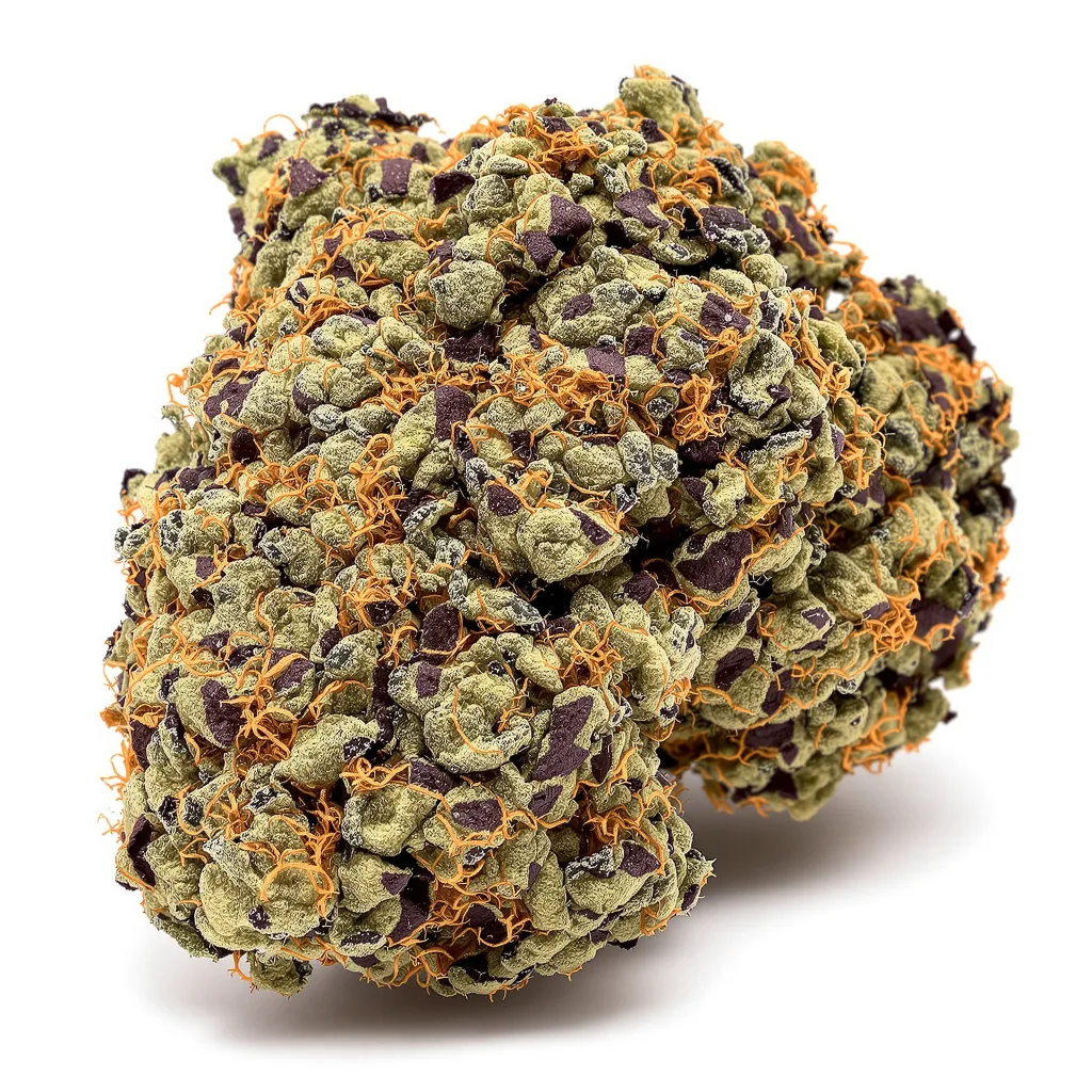 Afghani 70% indica / 30% sativa — flor con tricomas visibles