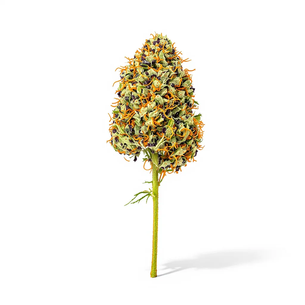 Afghani 70% indica / 30% sativa — flor con tricomas visibles