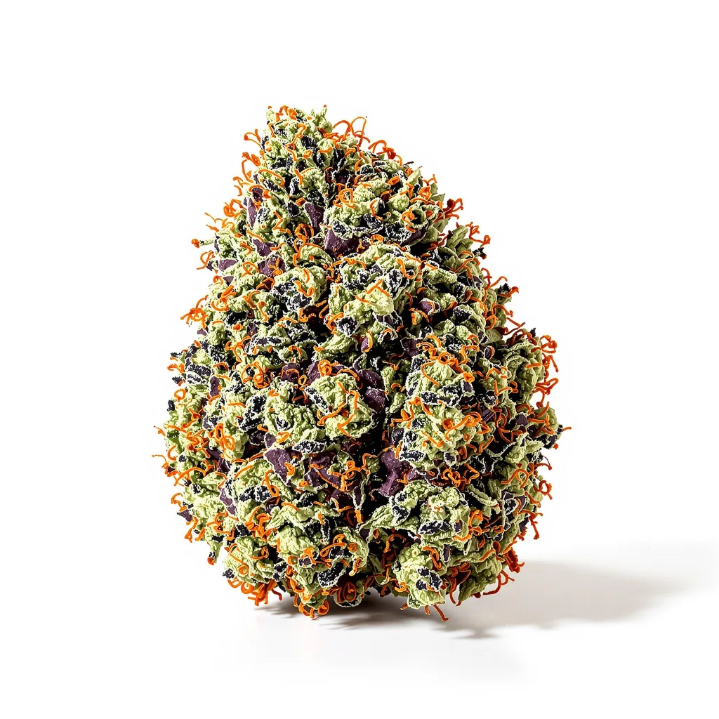 Afgoo 75% indica / 25% sativa — flor con tricomas visibles