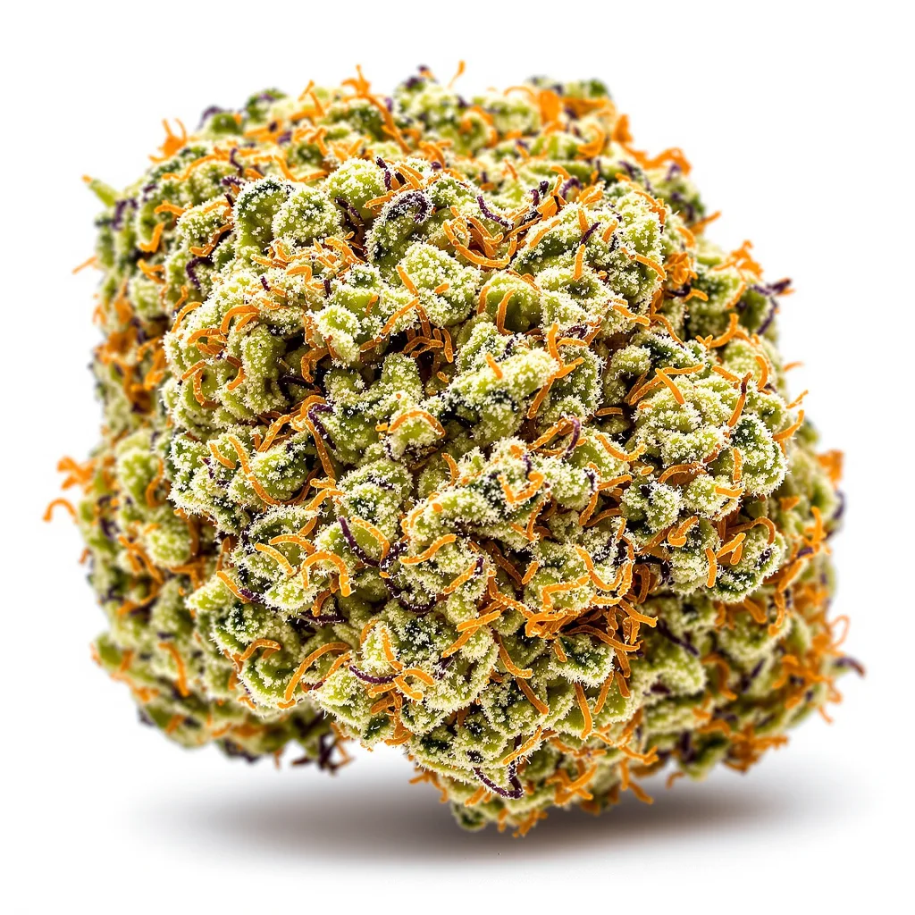 Afwreck 55% indica / 45% sativa — flor con tricomas visibles