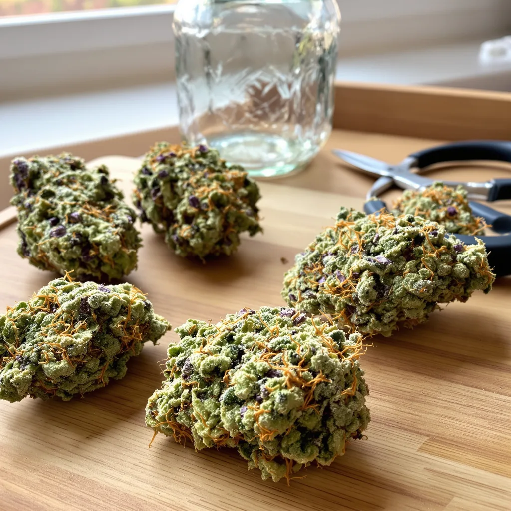Agent Orange 61% indica / 39% sativa — flor con tricomas visibles