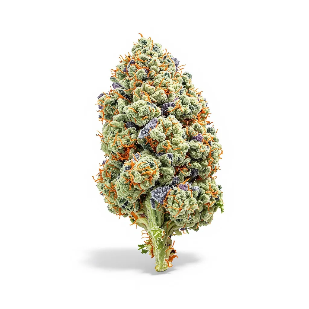 Agent Orange 61% indica / 39% sativa — flor con tricomas visibles
