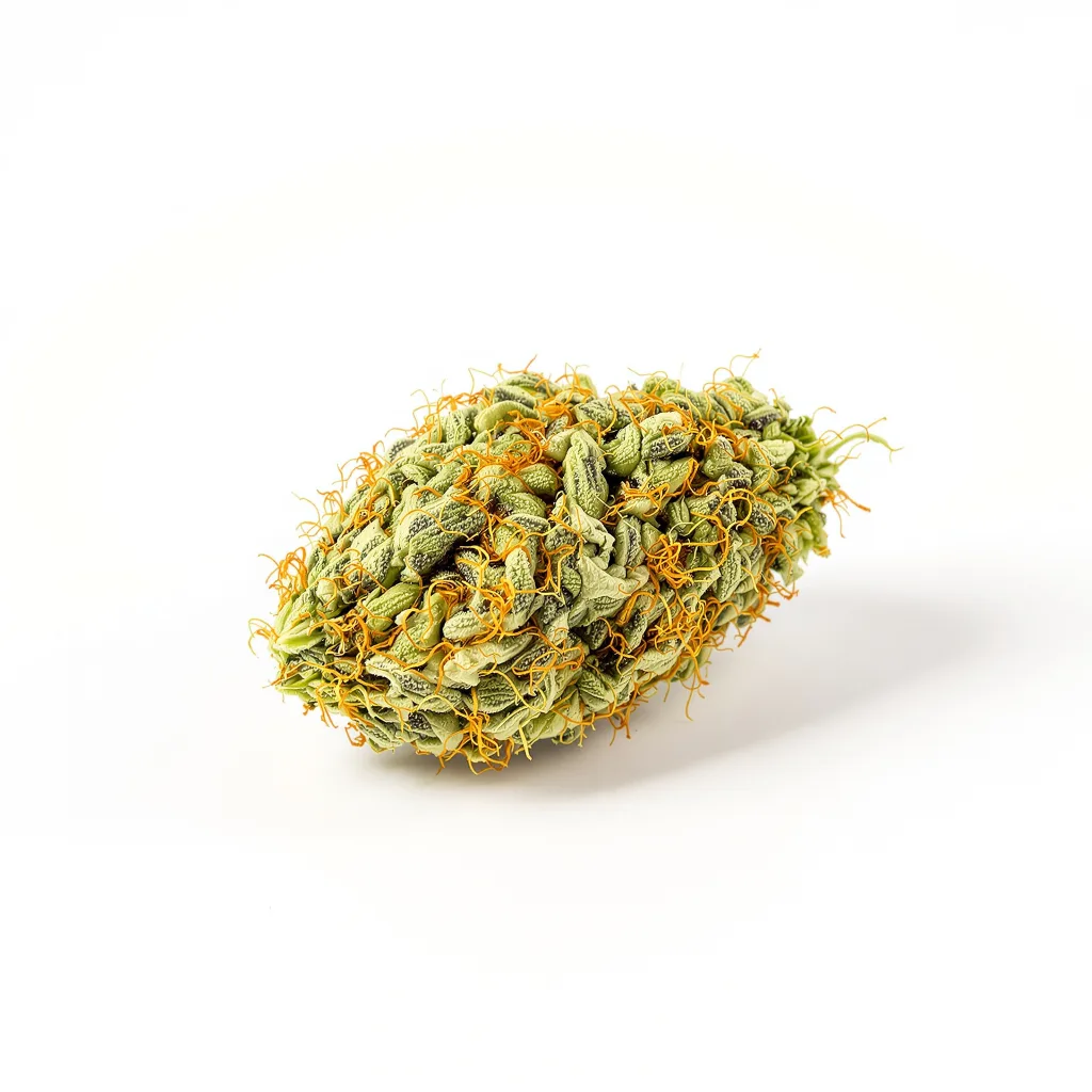 Agent Tangie 11% indica / 89% sativa — flor con tricomas visibles