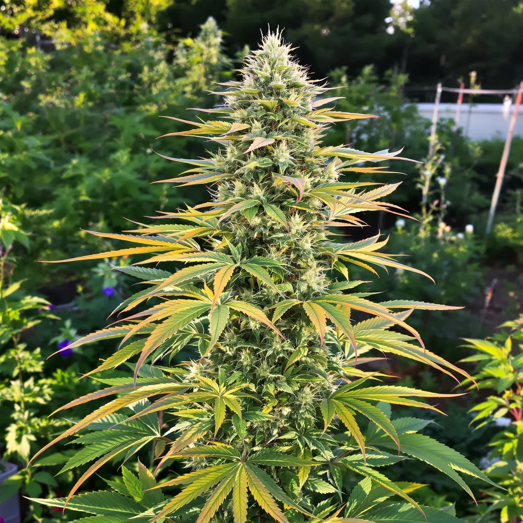 AK-47 48% indica / 52% sativa — flor con tricomas visibles