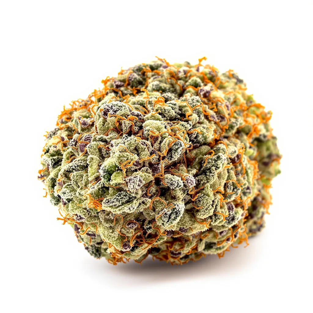AK-47 48% indica / 52% sativa — flor con tricomas visibles