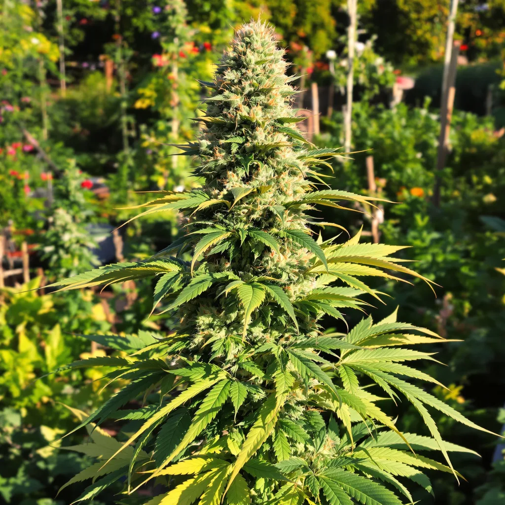 AK-48 51% indica / 49% sativa — flor con tricomas visibles