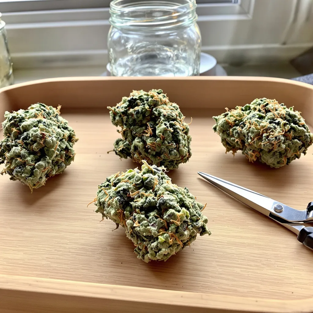 AK-48 51% indica / 49% sativa — flor con tricomas visibles