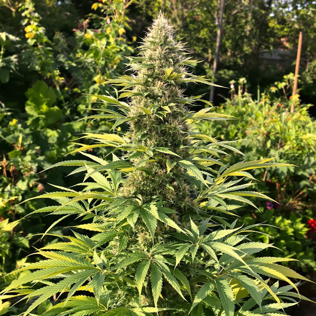 AK-48 51% indica / 49% sativa — flor con tricomas visibles