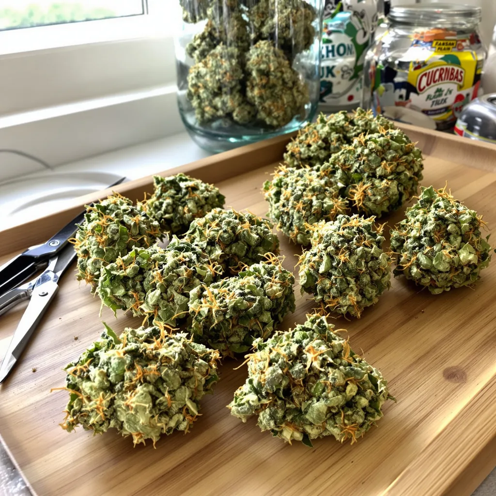 AK 6% indica / 94% sativa — flor con tricomas visibles