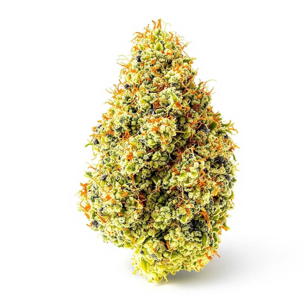 AK 6% indica / 94% sativa — flor con tricomas visibles