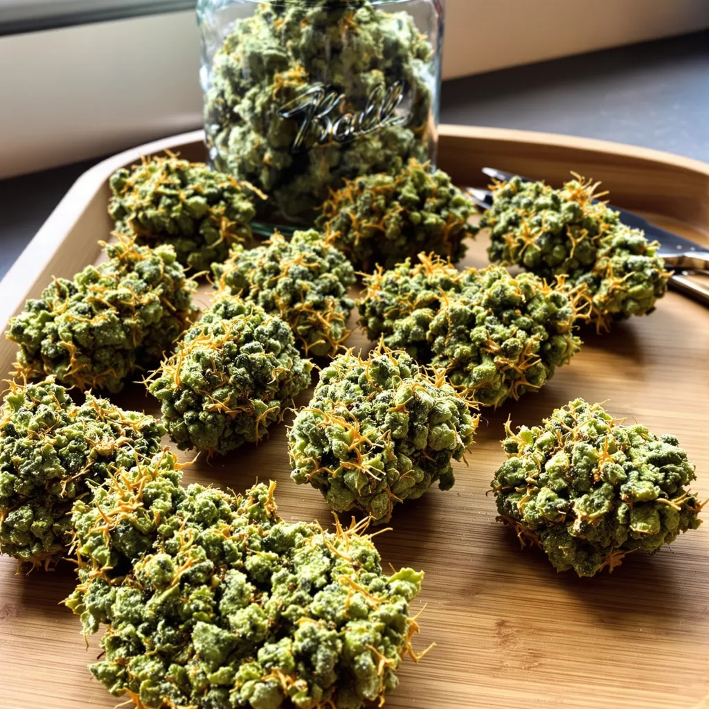AK 6% indica / 94% sativa — flor con tricomas visibles
