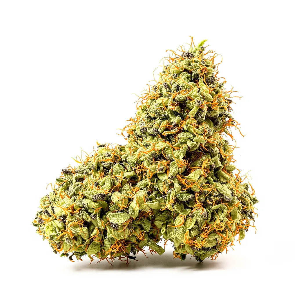 AK 6% indica / 94% sativa — flor con tricomas visibles