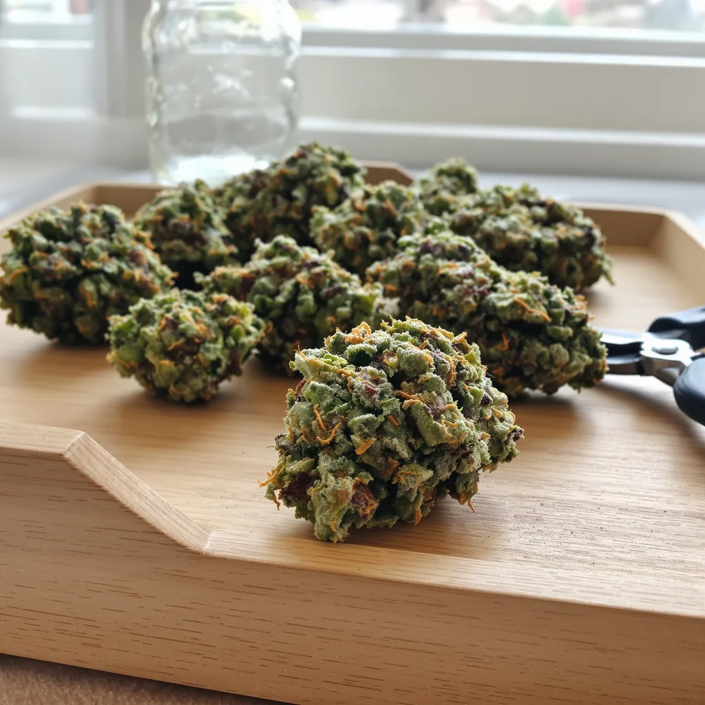 Alaska Thunderfuck 50% indica / 50% sativa — flor con tricomas visibles