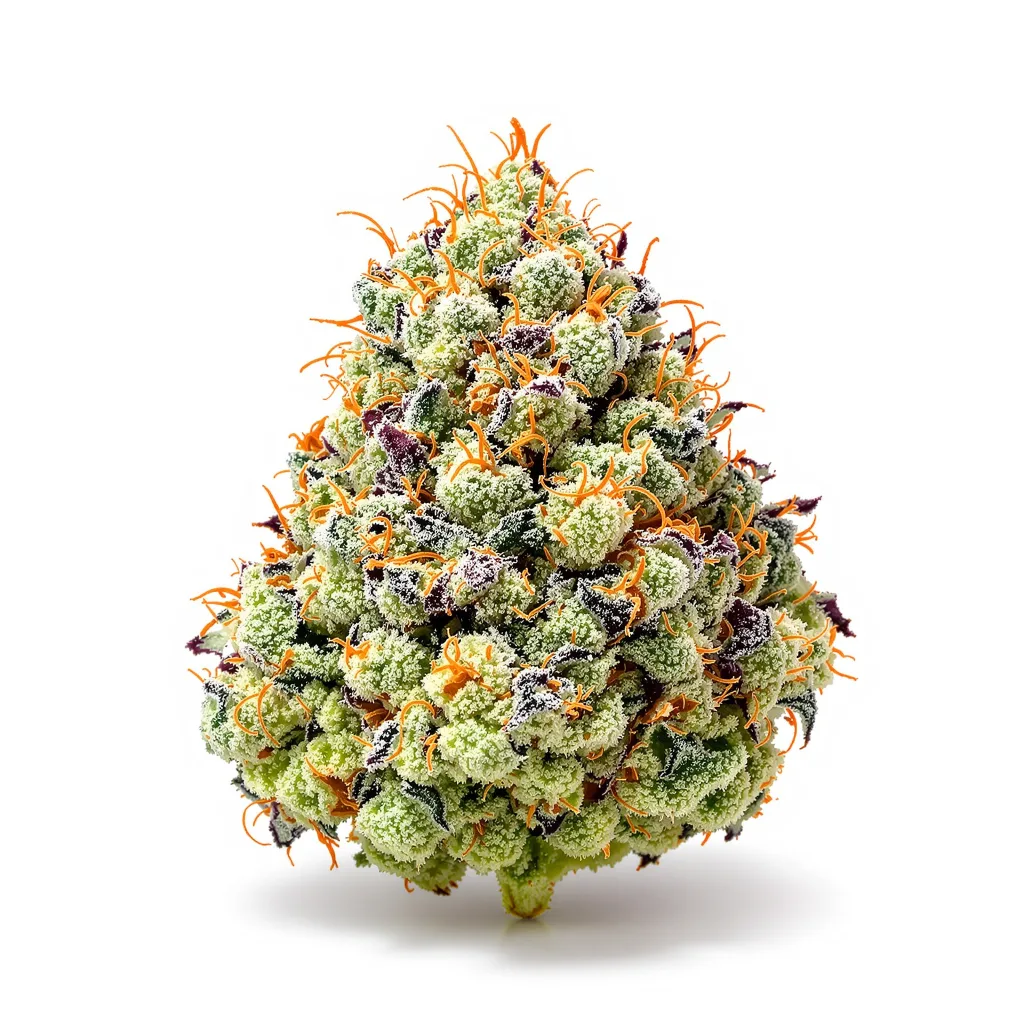Alaska Thunderfuck 50% indica / 50% sativa — flor con tricomas visibles