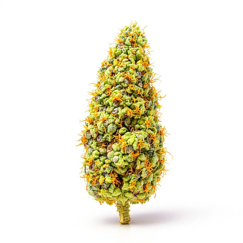 Alaskan Ice 6% indica / 94% sativa — flor con tricomas visibles