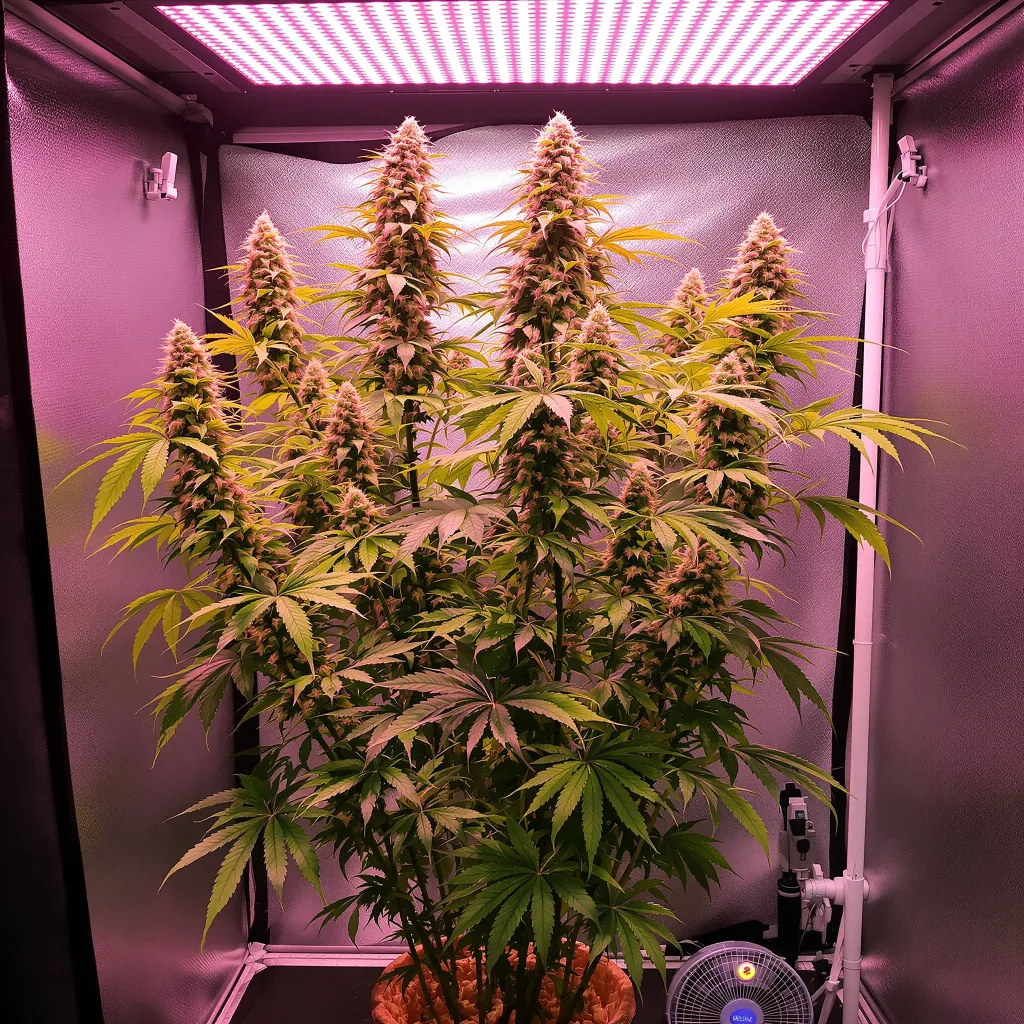 Planta de cannabis Alaskan Thunder Fuck en fase de floración — 150-200 cm feminizada