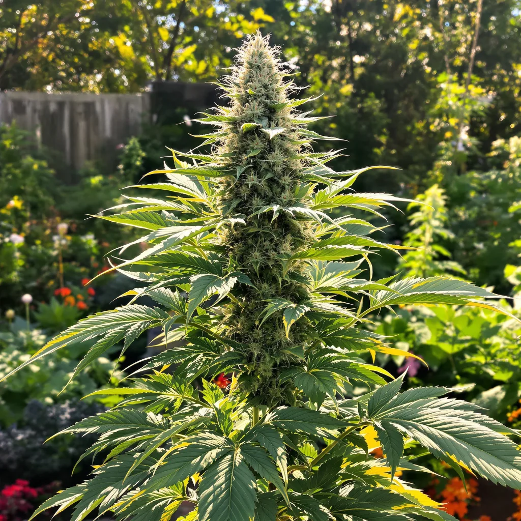 Alien Kush 52% indica / 48% sativa — flor con tricomas visibles