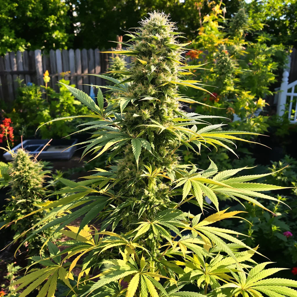 Alien Kush 52% indica / 48% sativa — flor con tricomas visibles