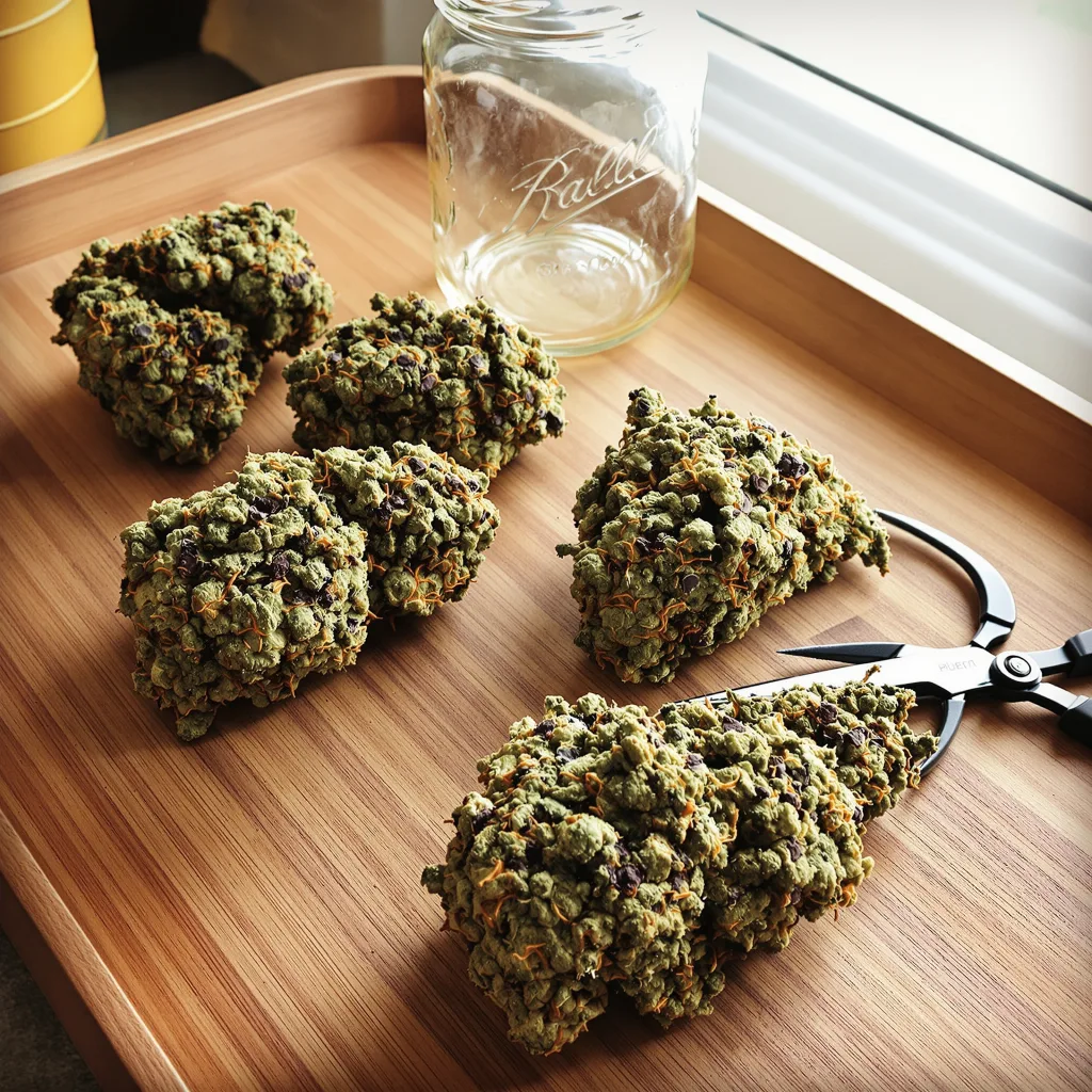 Alien Mints 88% indica / 12% sativa — flor con tricomas visibles