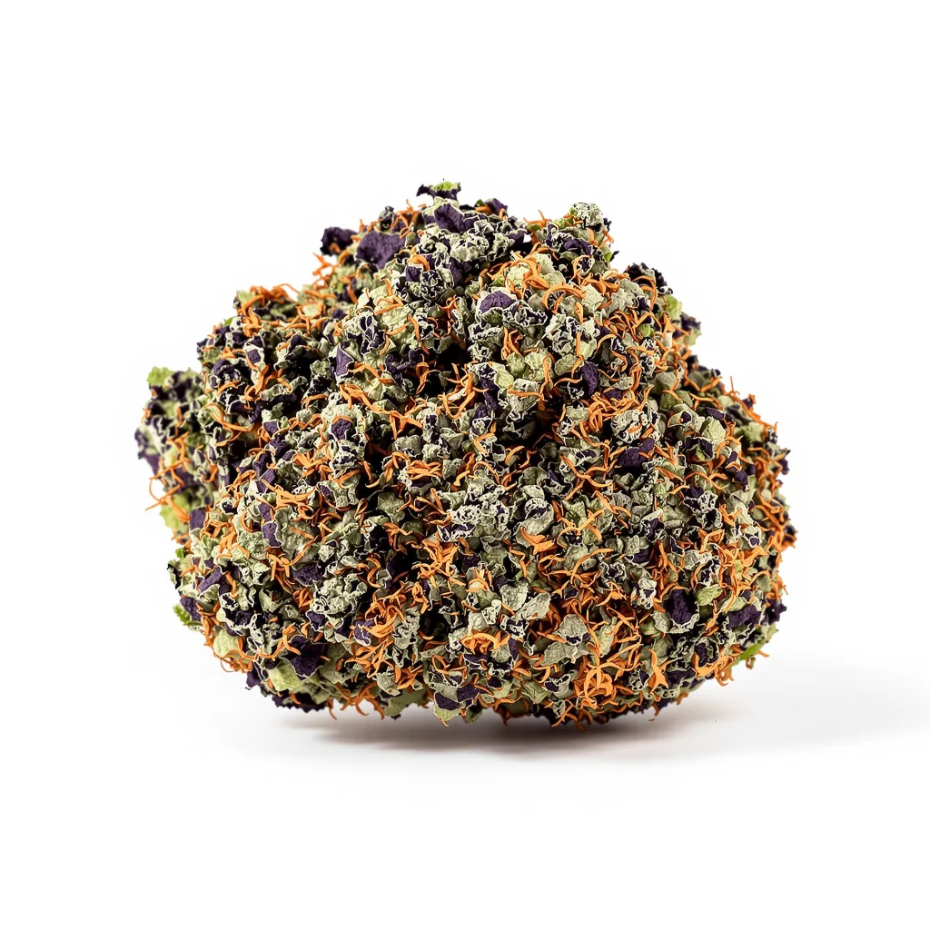 Alien Mints 88% indica / 12% sativa — flor con tricomas visibles