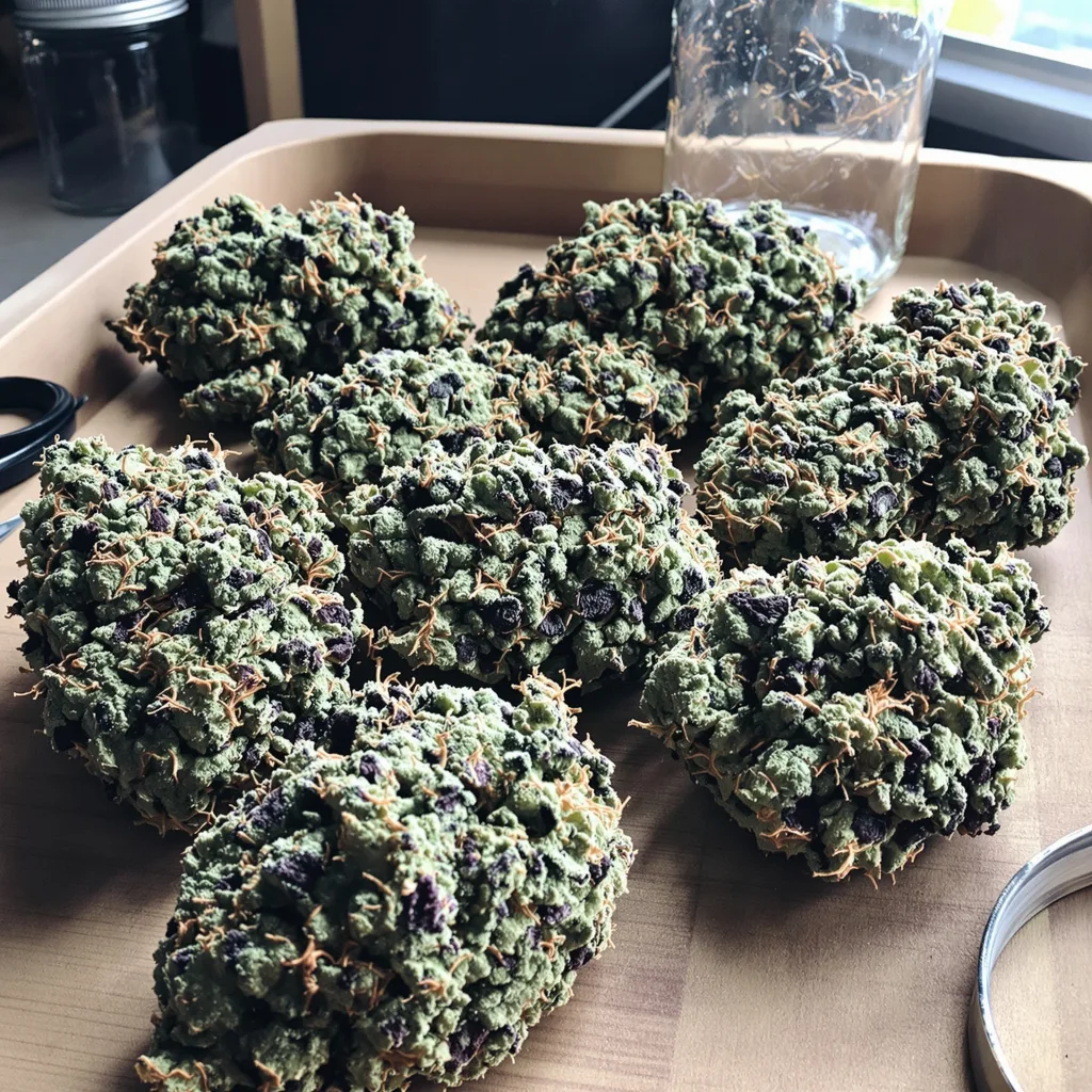 Alien Reunion 49% indica / 51% sativa — flor con tricomas visibles