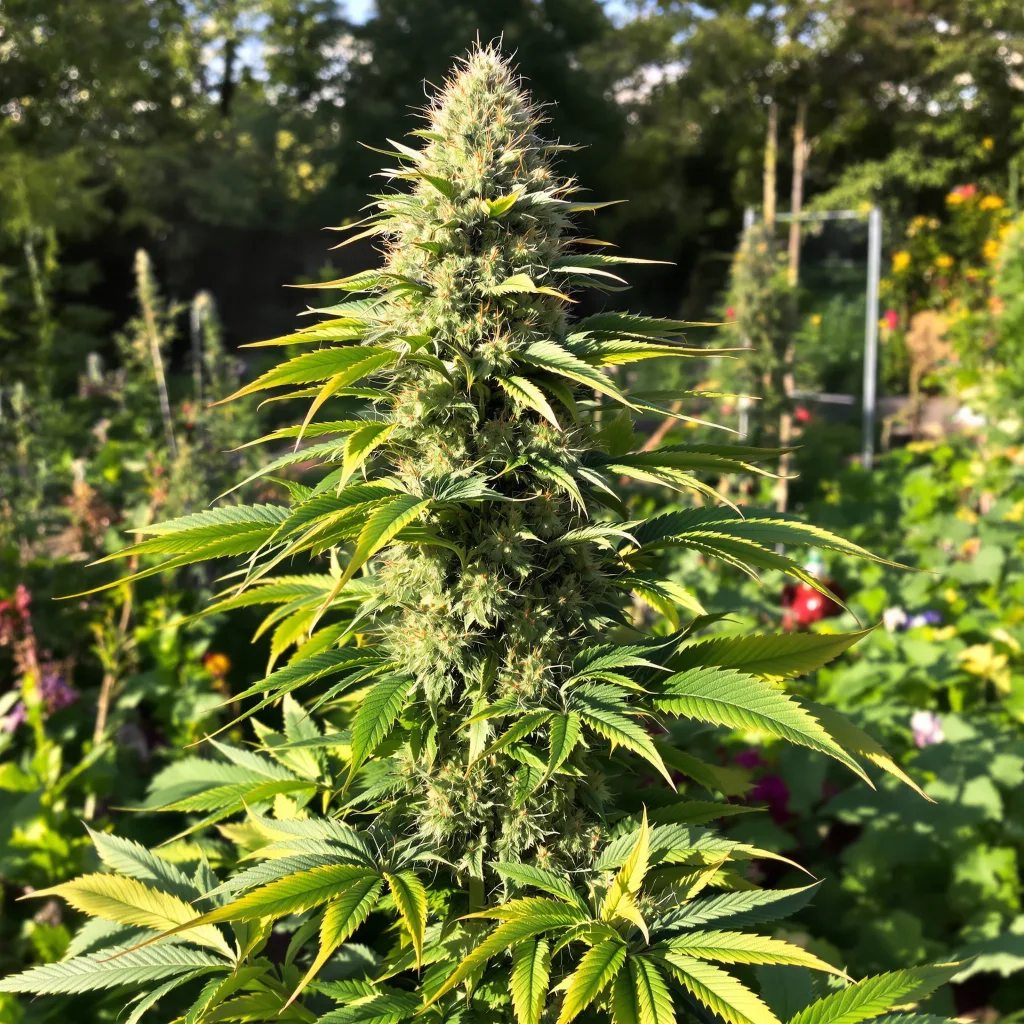 Alien Reunion 49% indica / 51% sativa — flor con tricomas visibles