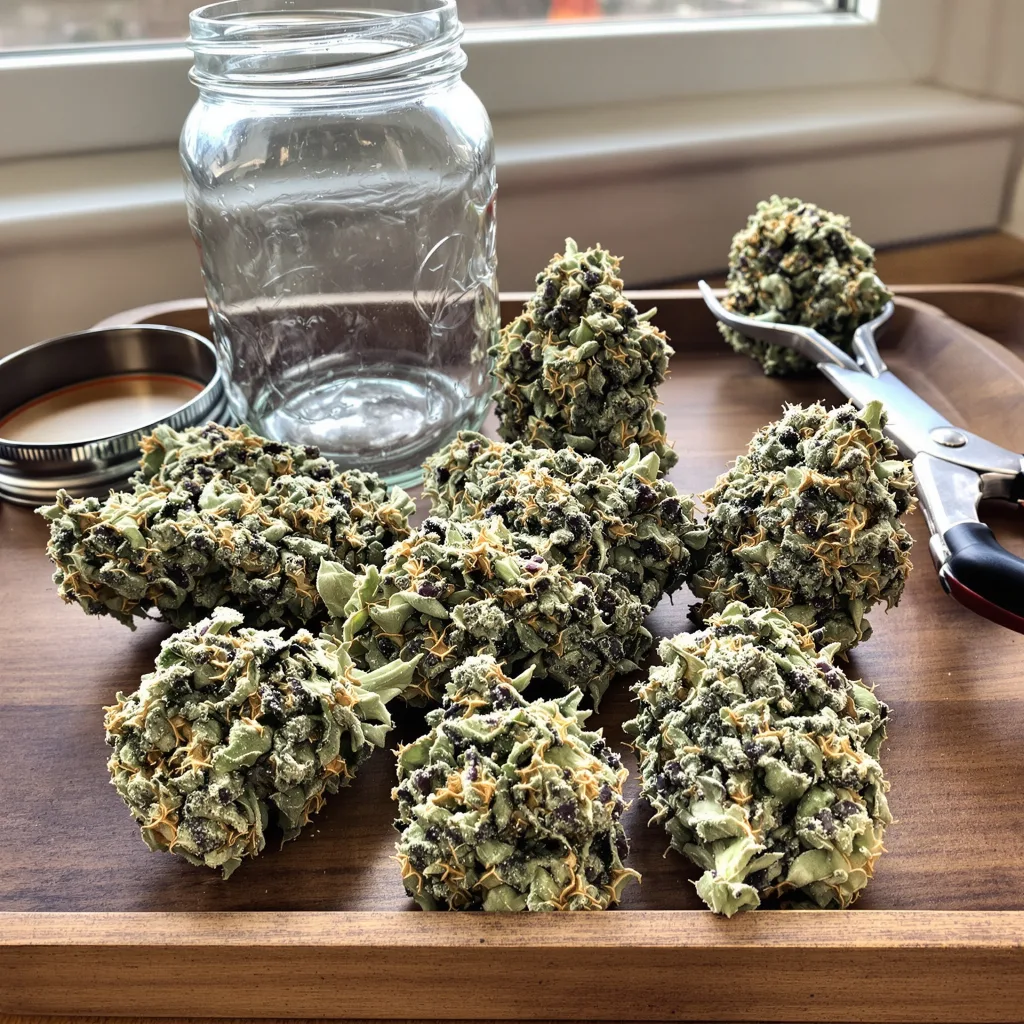 Alien Reunion 49% indica / 51% sativa — flor con tricomas visibles