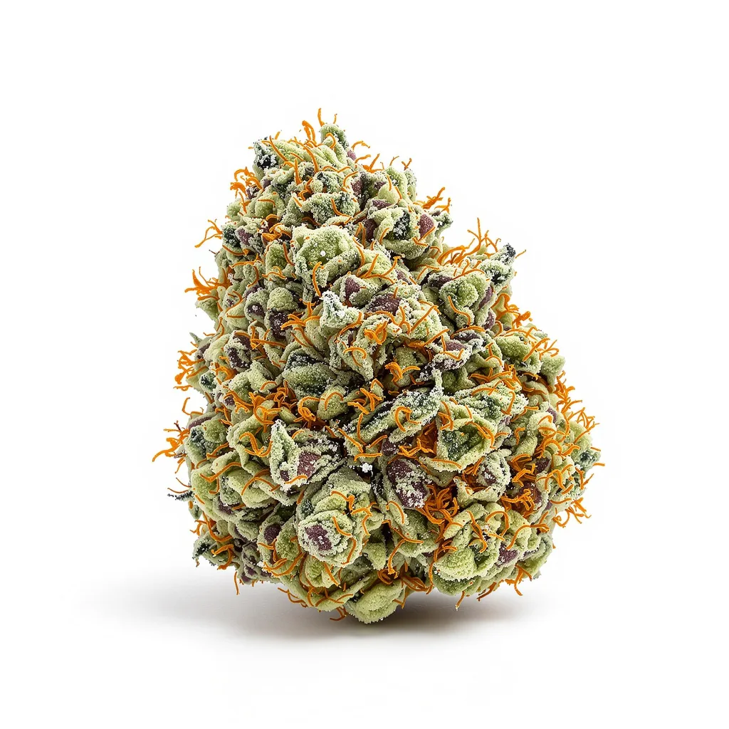 Alien Rock Candy 41% indica / 59% sativa — flor con tricomas visibles