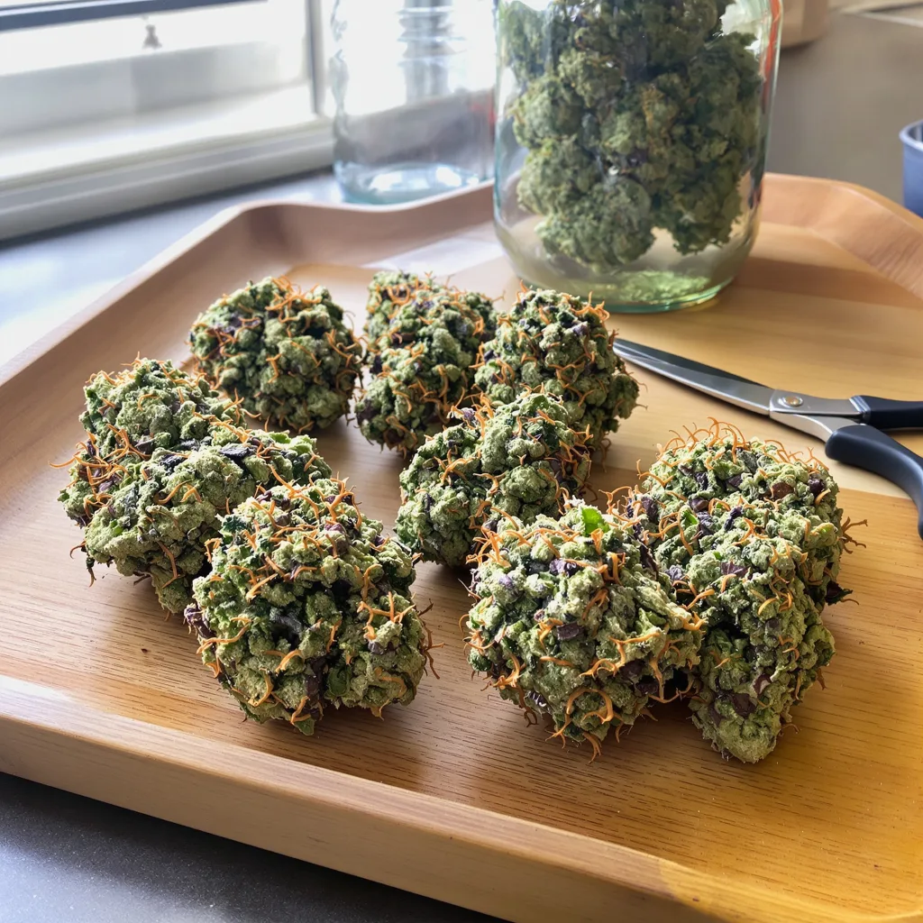 Alien Rock Candy 41% indica / 59% sativa — flor con tricomas visibles