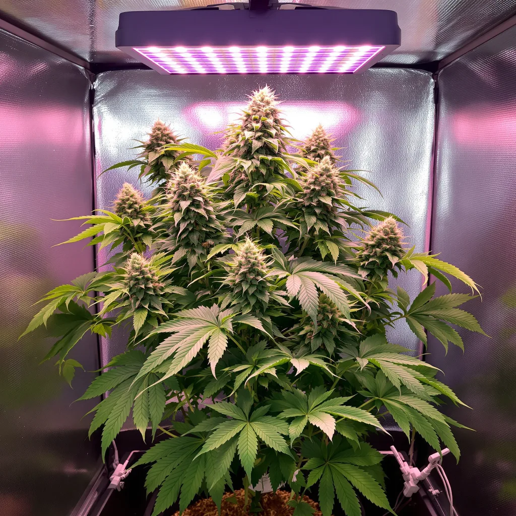Planta de cannabis Aliens On Moonshine en fase de floración — 60-100 cm autofloración