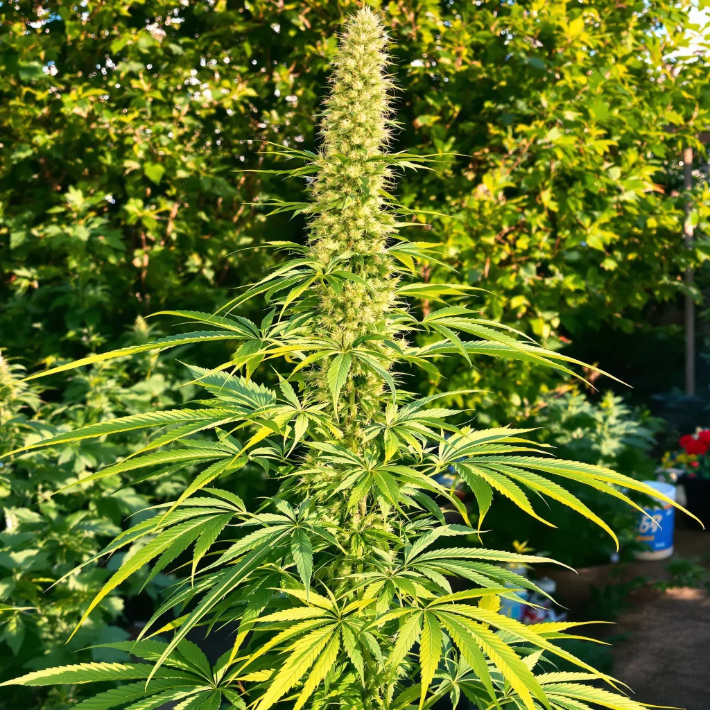 Alpha Blue 24% indica / 76% sativa — flor con tricomas visibles